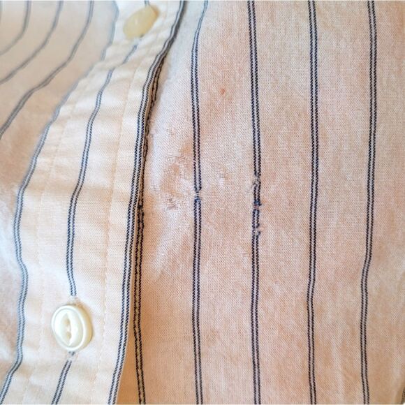 Lauren Jeans Company Ralph Lauren  Cream Striped Button Down Shirt - Picture 4 of 5